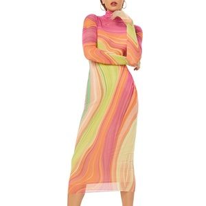 (NWT) AFRM Shailene Mesh Dress - Abstract Spring Wave